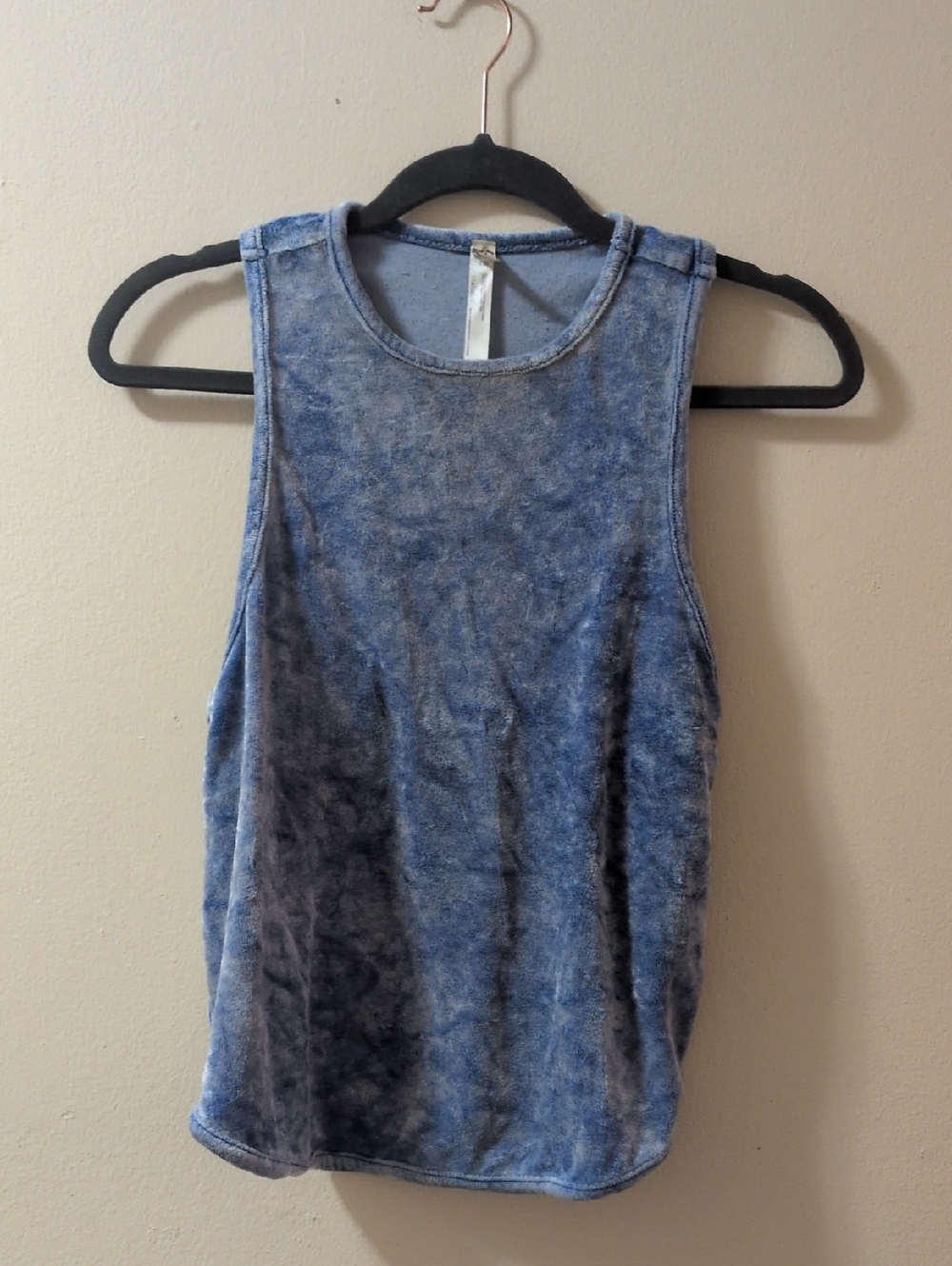 Free People Blue Crushed Velvet Tank Top - Racer Back - XS